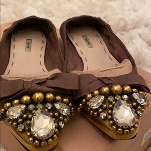 Miu miu flats with stones